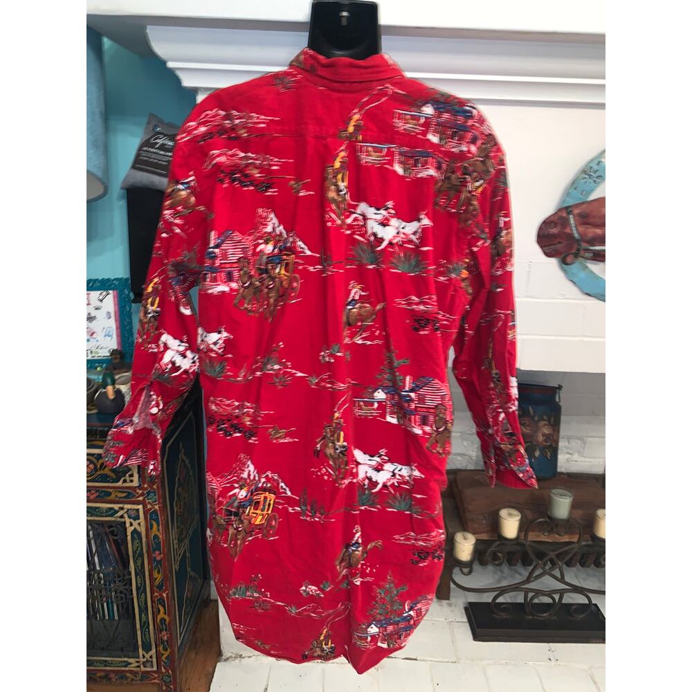 VINTAGE 80's RALPH LAUREN COWBOY WESTERN FLANNEL OVERSIZE NIGHTSHIRT - Picture 2 of 11